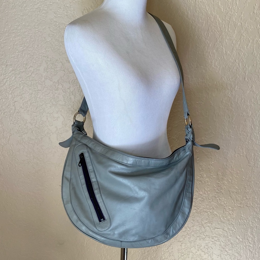 Flores Vintage Gray Genuine Leather Gray Handbag